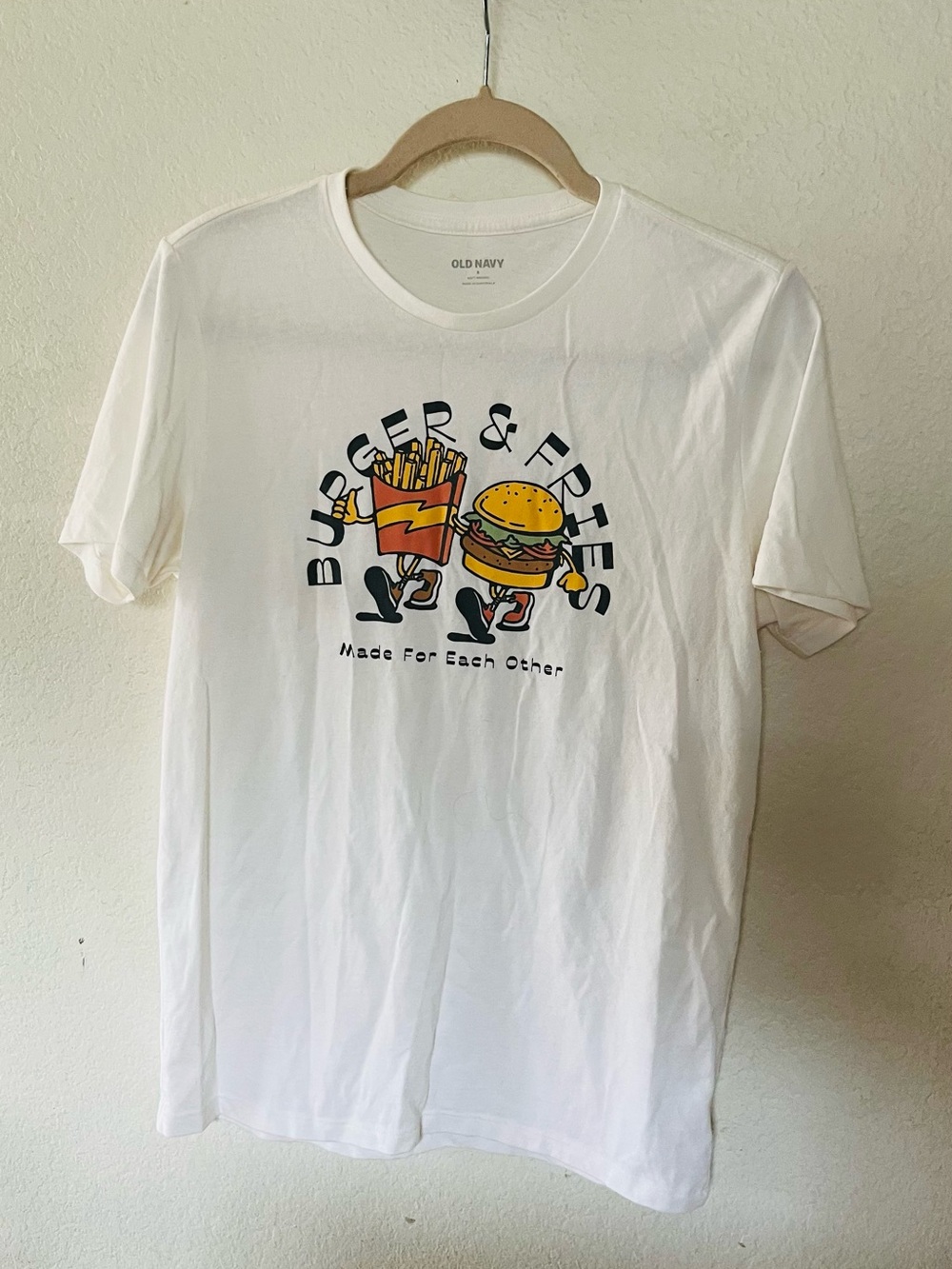 Old Navy White Burger & Fries Graphic Tee